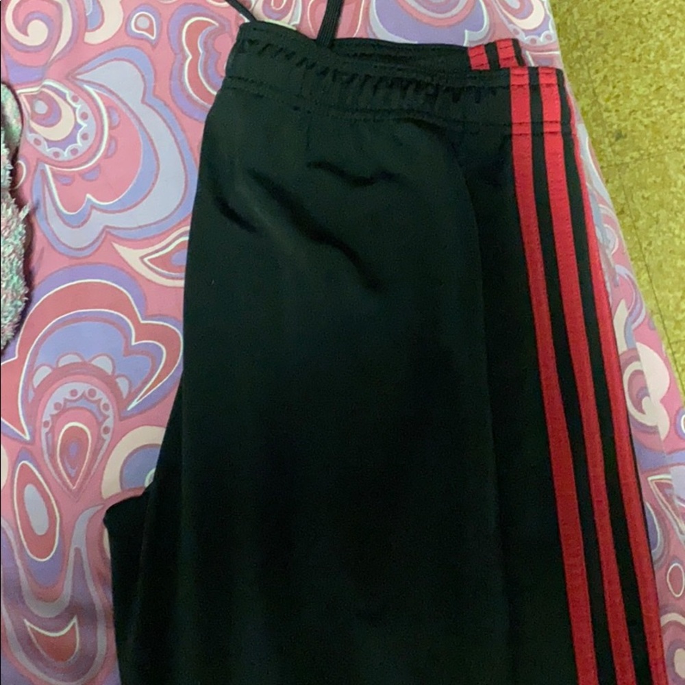 Adida pants. Red stripe